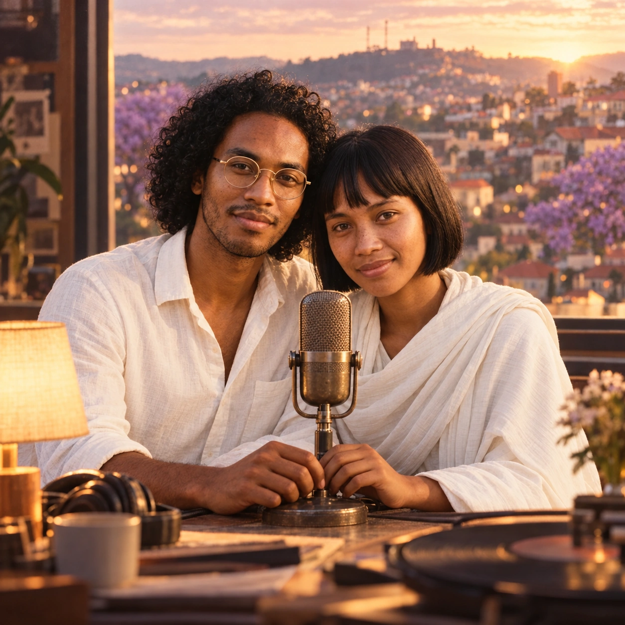 Milo et Anouk, dans leur déclinaison malgache, partagent un micro devant les collines de Tana.